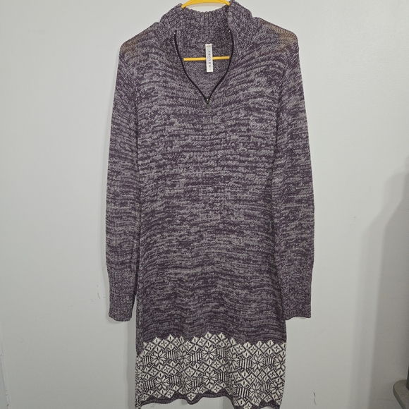 M#43 SOYBU Purple Knit Sweater Dress with Patterned Hem Size M - Picture 1 of 6